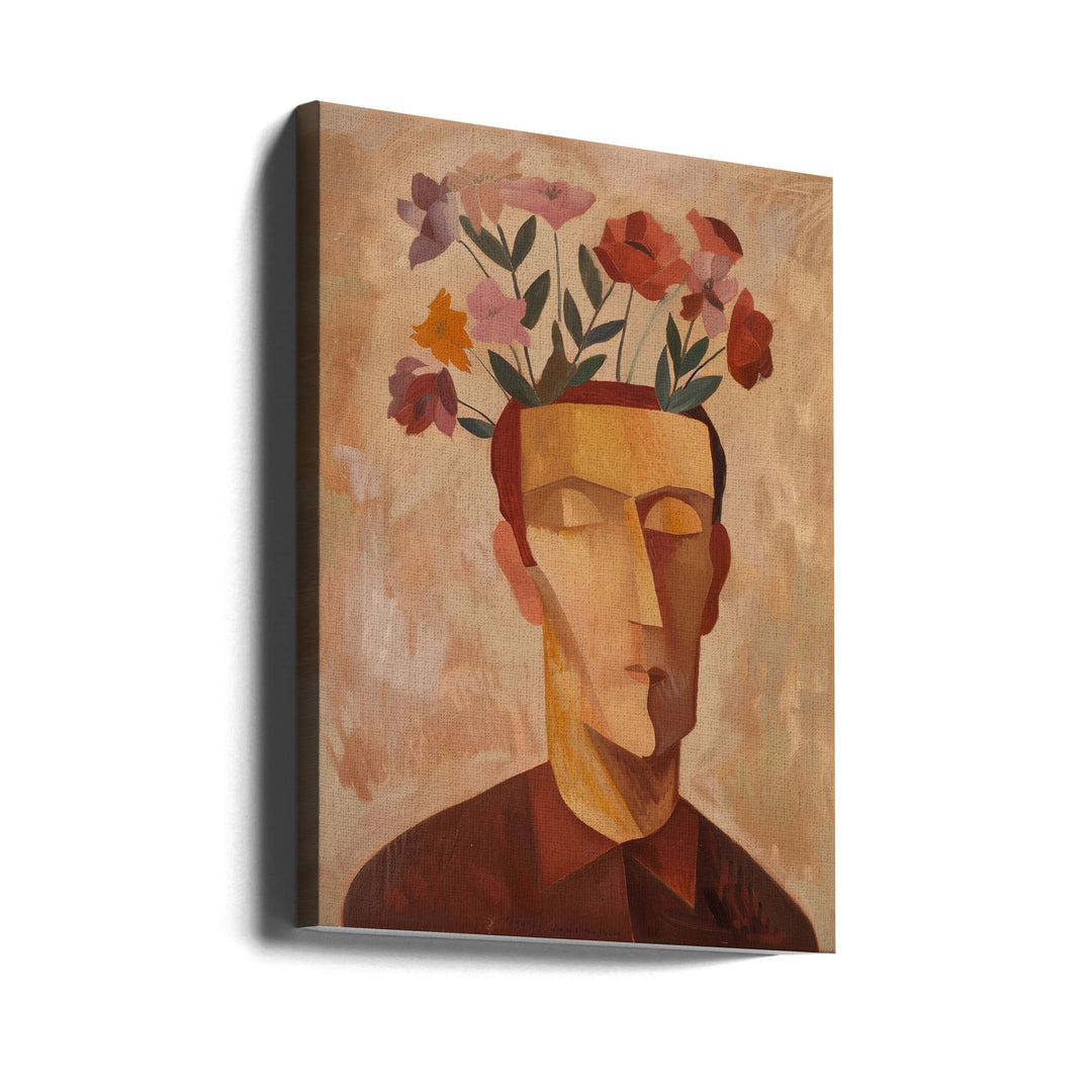 Man With Flowers - Stretched Canvas, Poster or Fine Art Print I Heart Wall Art