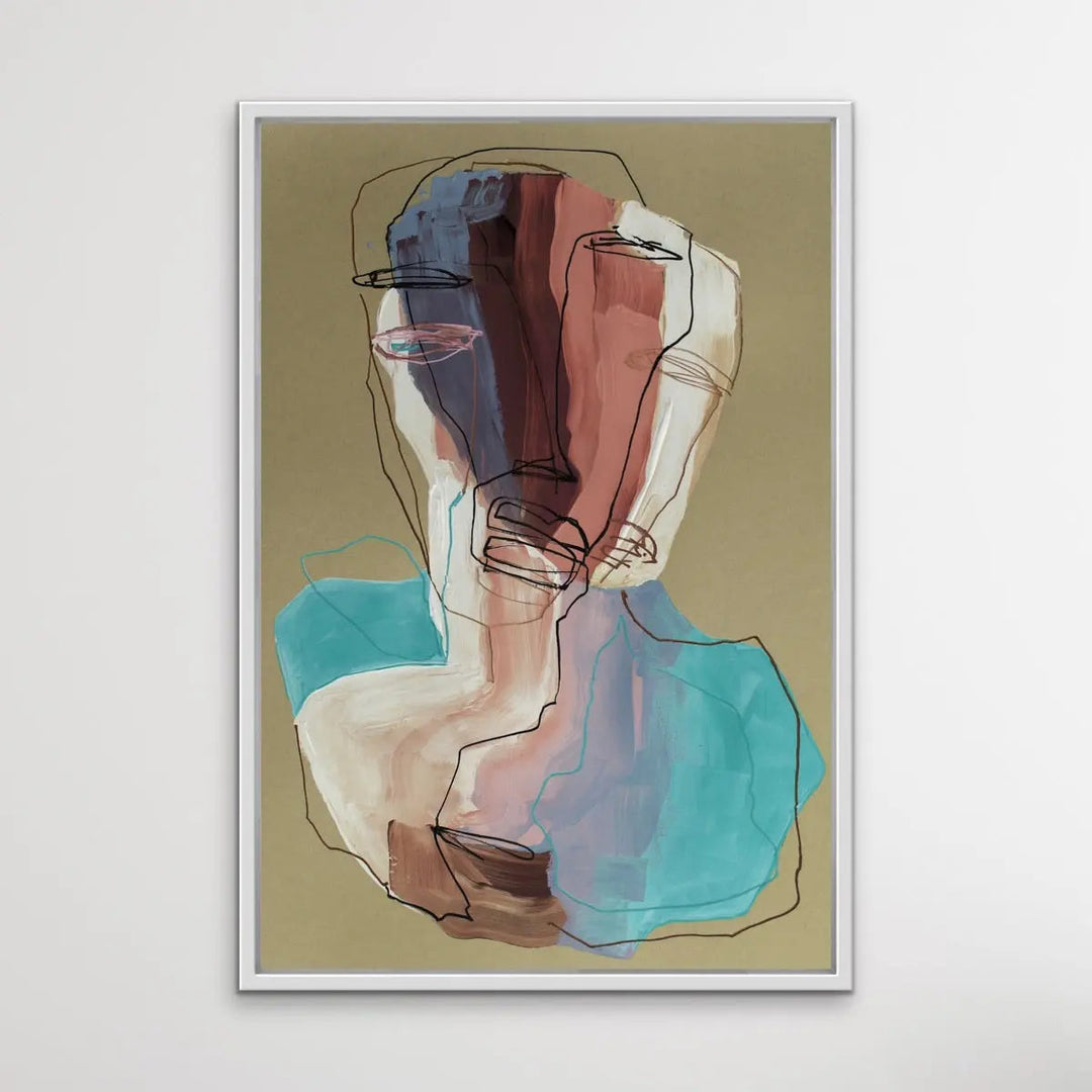 Many Faced - Colourful Line Drawing Illustration by Natalia Brovchenko Available as a Canvas or Paper Print I Heart Wall Art Australia 