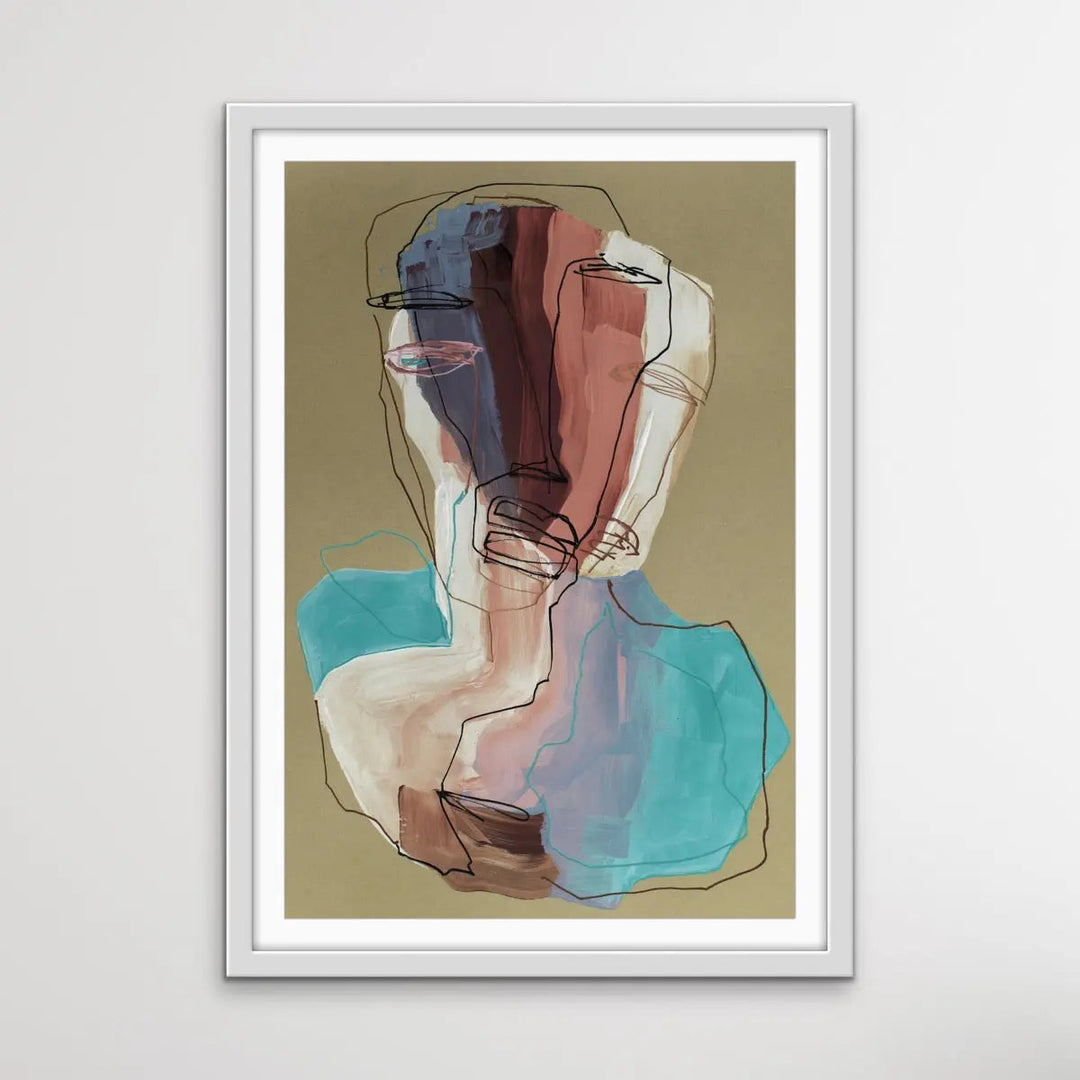 Many Faced - Colourful Line Drawing Illustration by Natalia Brovchenko Available as a Canvas or Paper Print I Heart Wall Art Australia 
