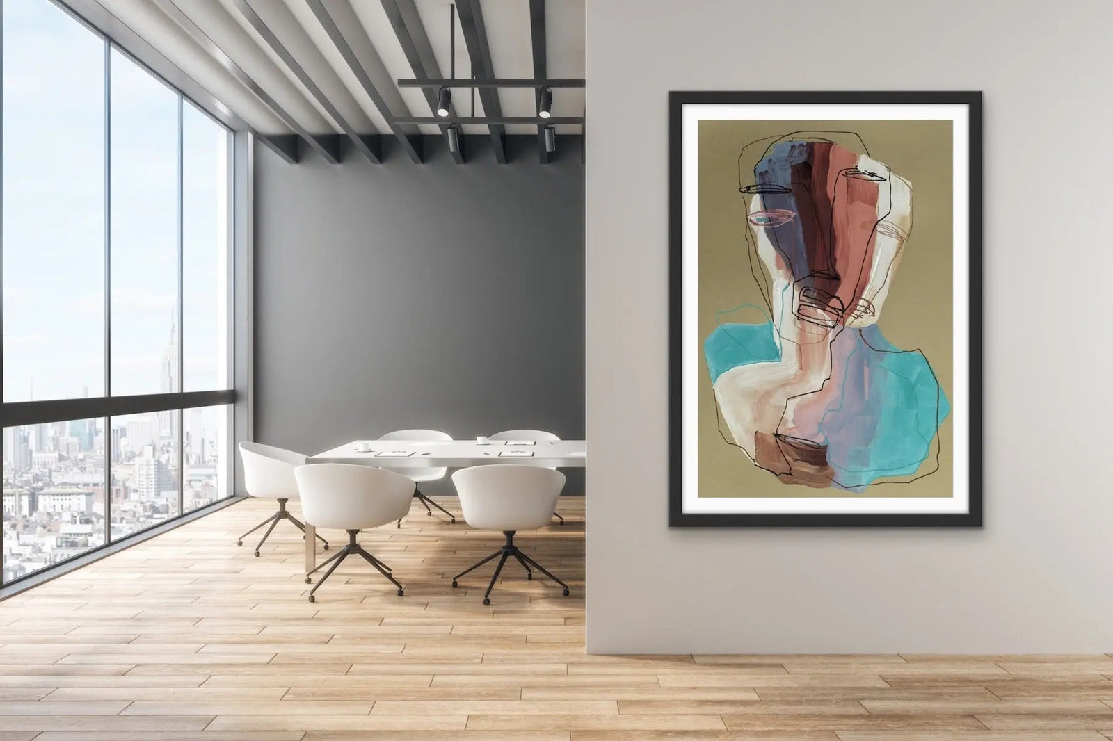Many Faced - Colourful Line Drawing Illustration by Natalia Brovchenko Available as a Canvas or Paper Print I Heart Wall Art Australia 