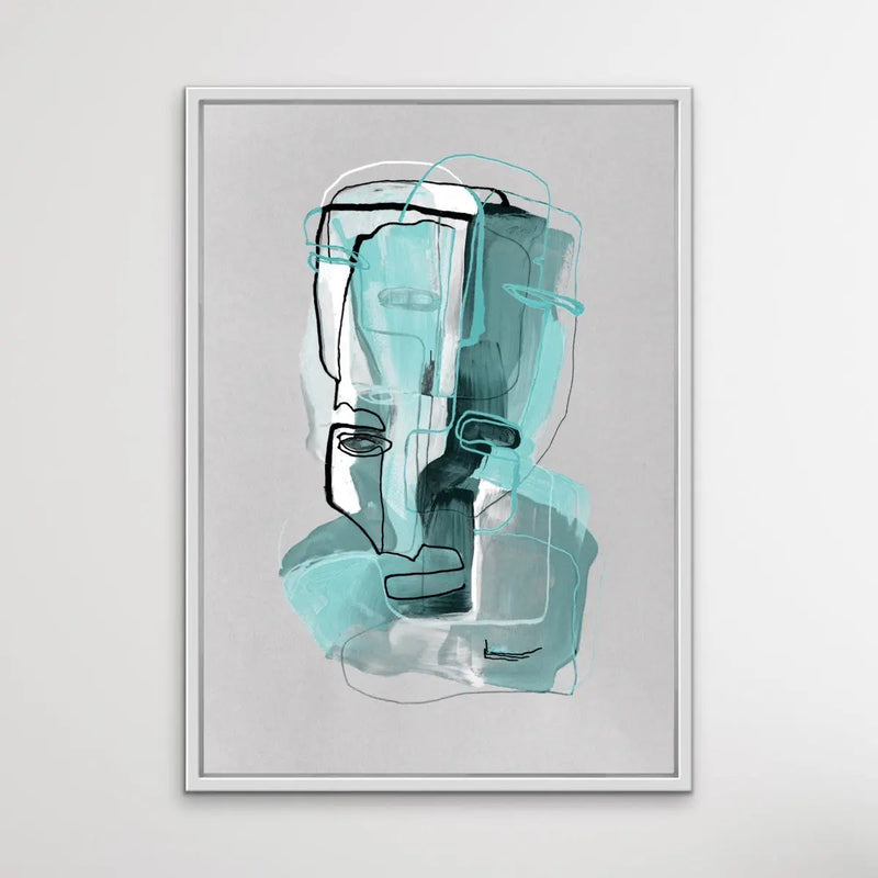 Many Faced in Turquoise - Colourful Line Drawing Illustration – I Heart ...