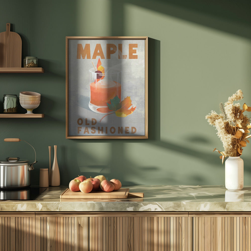 Maple Old Fashioned Cocktail - Stretched Canvas, Poster or Fine Art Print I Heart Wall Art