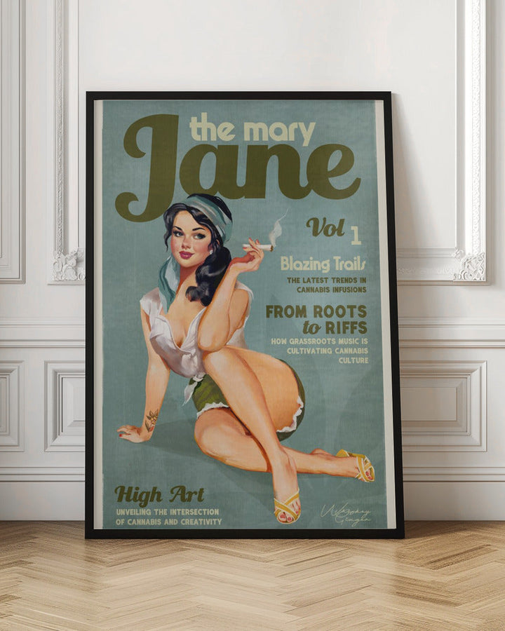 Mary Jane Retro Vintage Pinup Cannabis Art - Stretched Canvas, Poster or Fine Art Print I Heart Wall Art