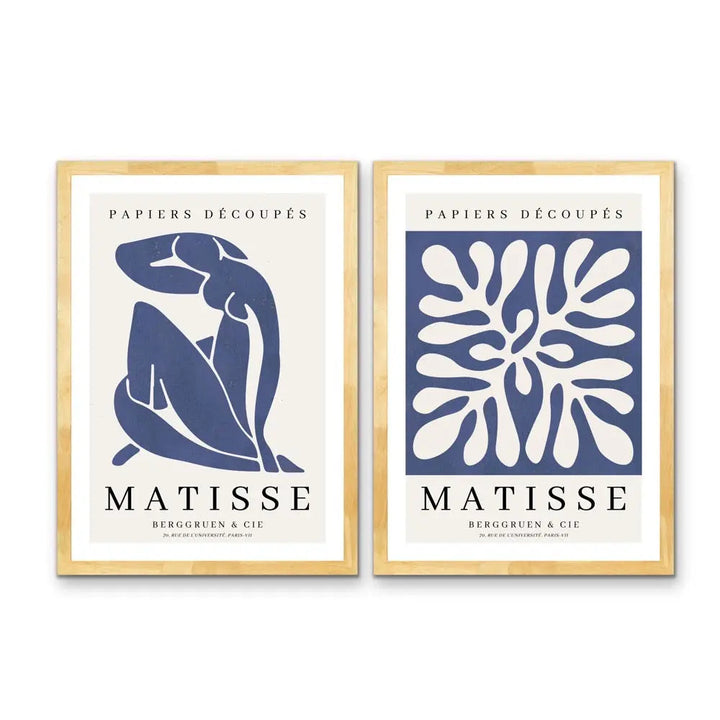 Matisse Blue Set - Two Piece Henri Matisse Blue Artwork Set On Canvas or Paper I Heart Wall Art Australia 