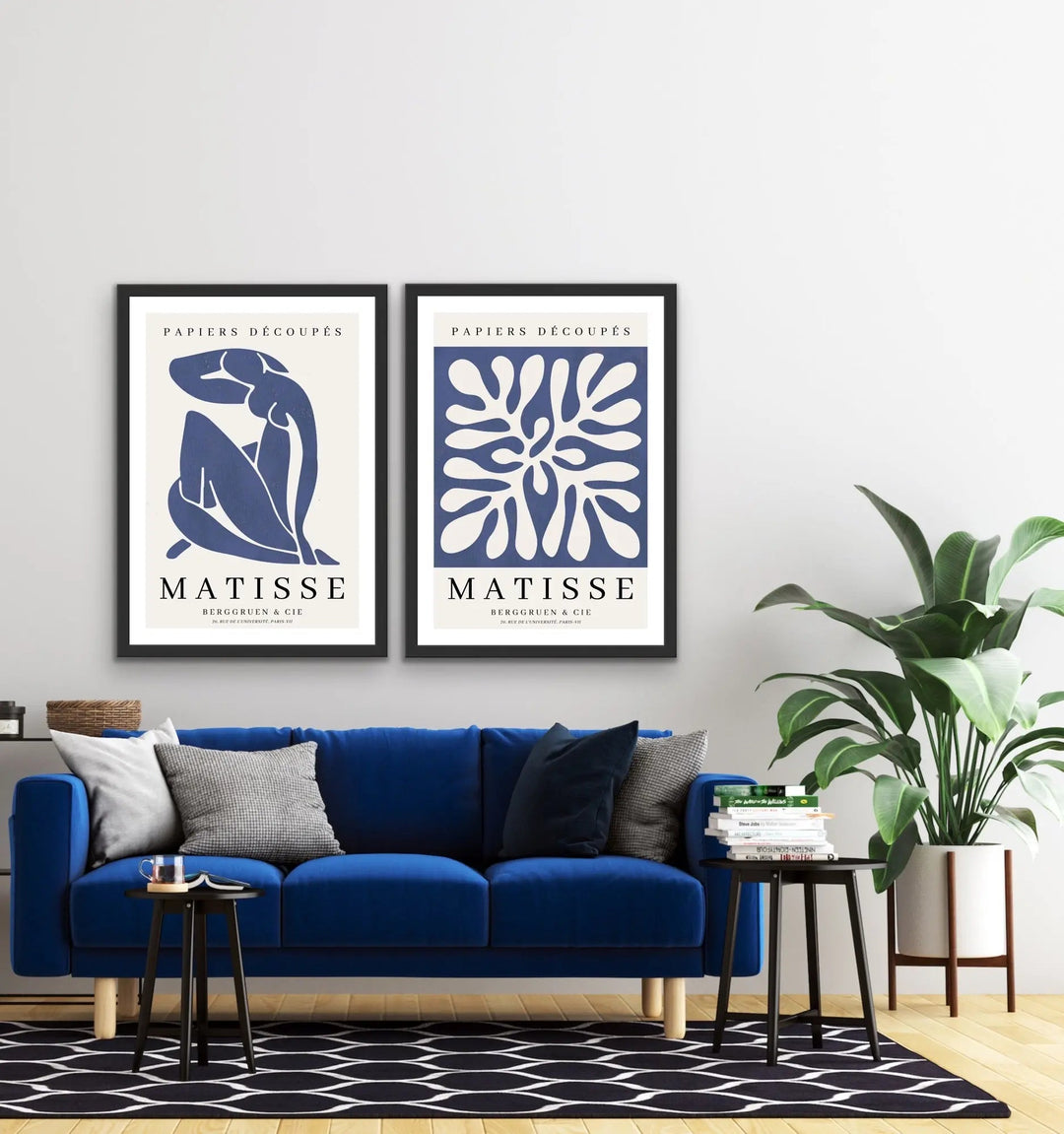 Matisse Blue Set - Two Piece Henri Matisse Blue Artwork Set On Canvas or Paper I Heart Wall Art Australia 