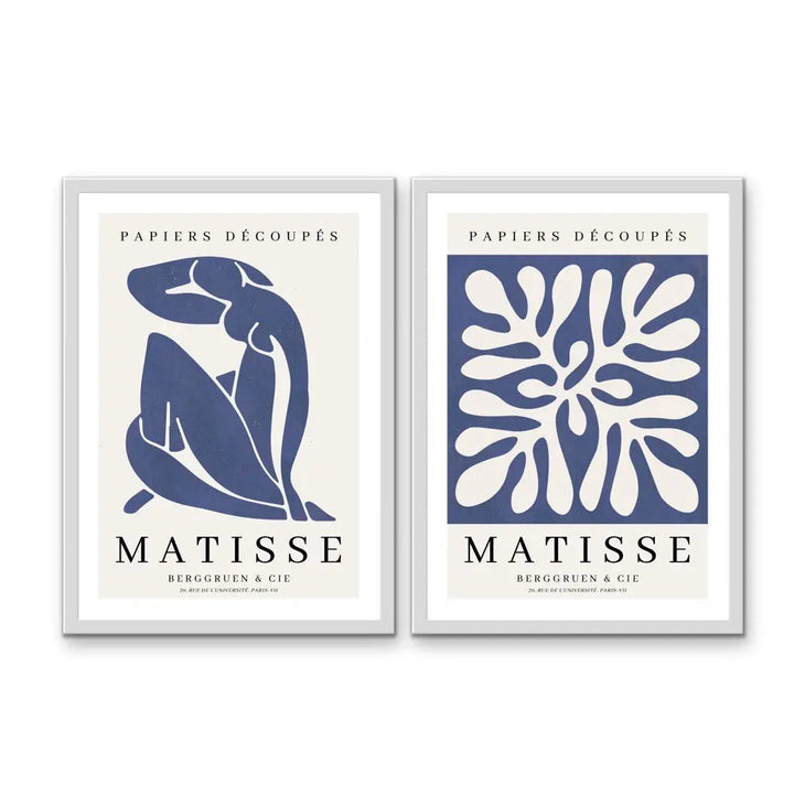Matisse Blue Set - Two Piece Henri Matisse Blue Artwork Set On Canvas or Paper I Heart Wall Art Australia 
