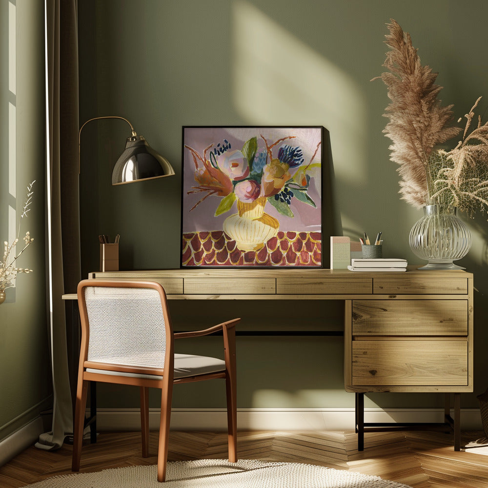 Mauve Bouquet - Square Stretched Canvas, Poster or Fine Art Print I Heart Wall Art