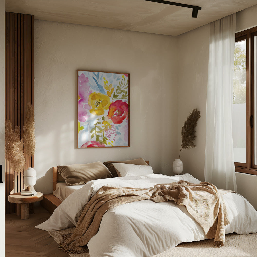 May Floral - Stretched Canvas, Poster or Fine Art Print I Heart Wall Art