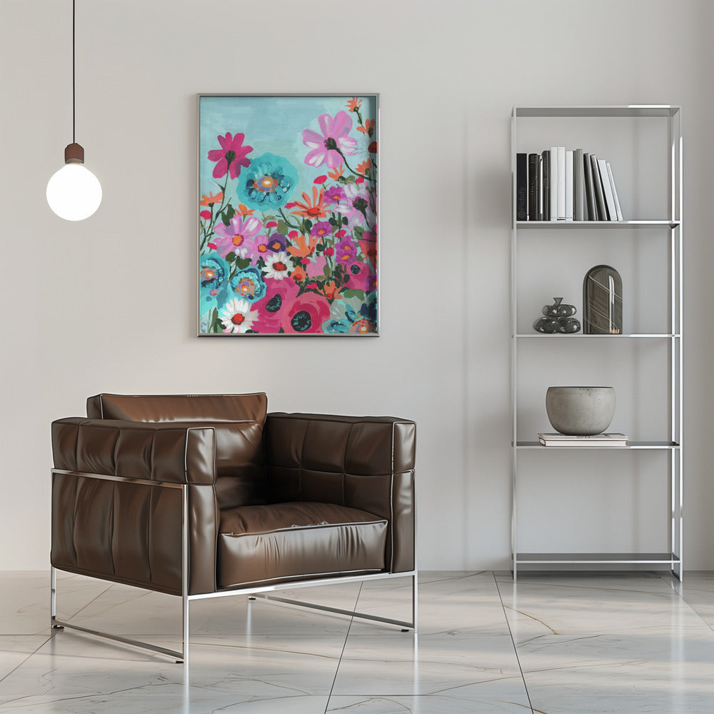 Meadow In June Pink - Stretched Canvas, Poster or Fine Art Print I Heart Wall Art