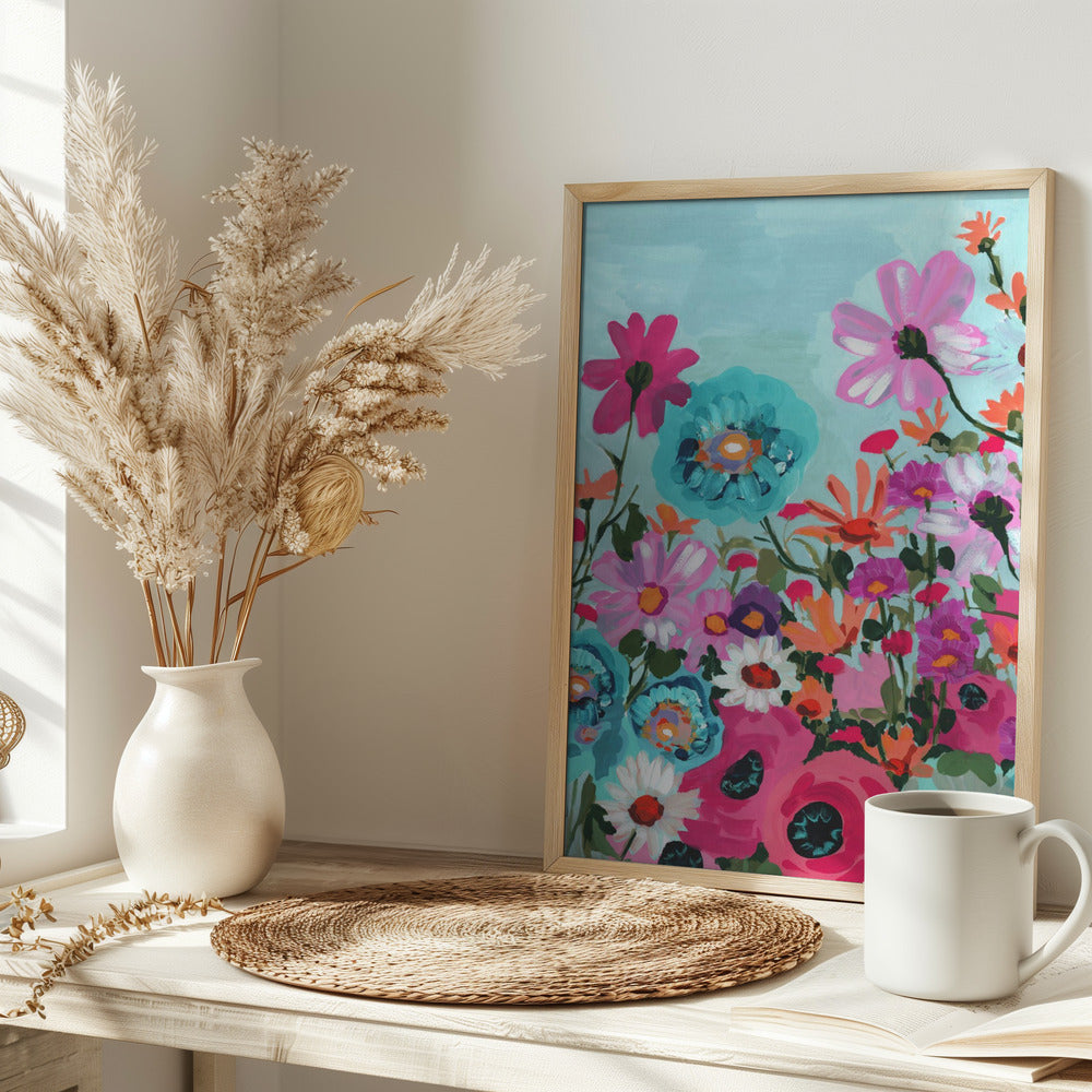 Meadow In June Pink - Stretched Canvas, Poster or Fine Art Print I Heart Wall Art