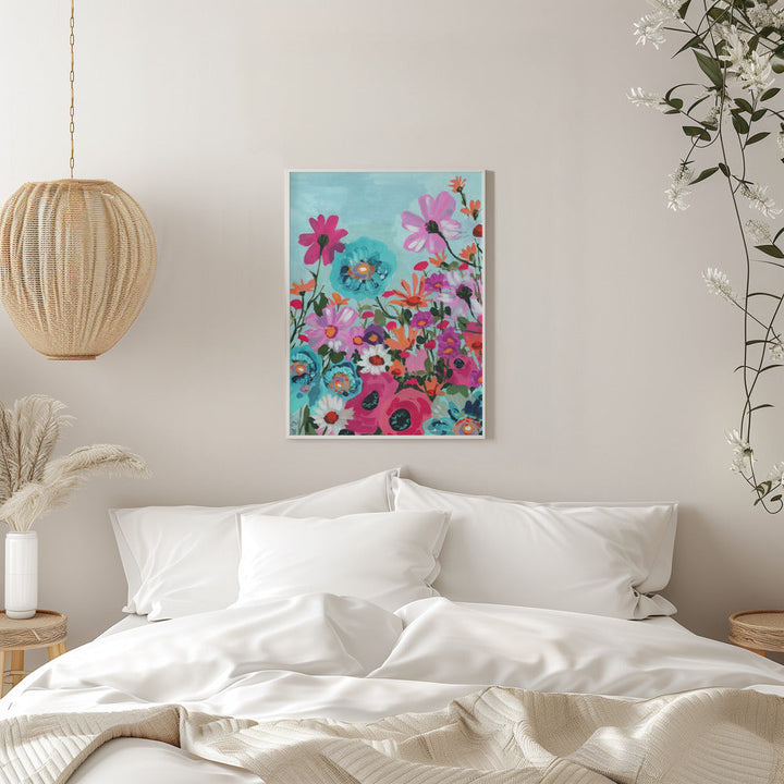 Meadow In June Pink - Stretched Canvas, Poster or Fine Art Print I Heart Wall Art