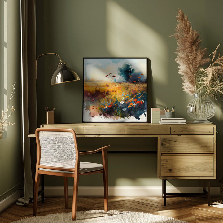 Meadow Nature Art (1) - Square Stretched Canvas, Poster or Fine Art Print I Heart Wall Art