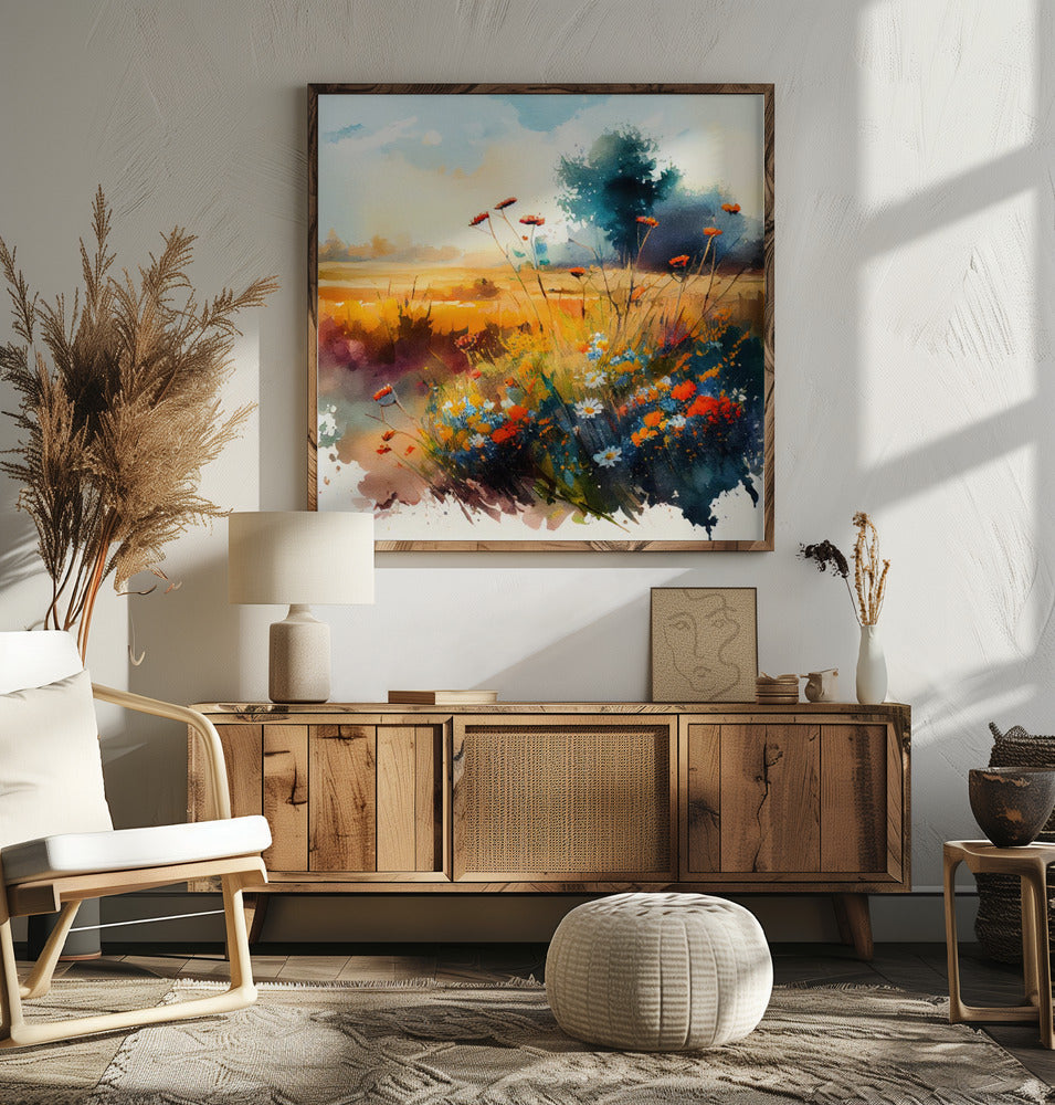 Meadow Nature Art (1) - Square Stretched Canvas, Poster or Fine Art Print I Heart Wall Art