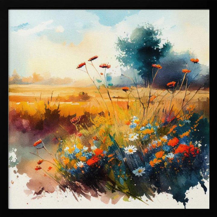 Meadow Nature Art (1) - Square Stretched Canvas, Poster or Fine Art Print I Heart Wall Art