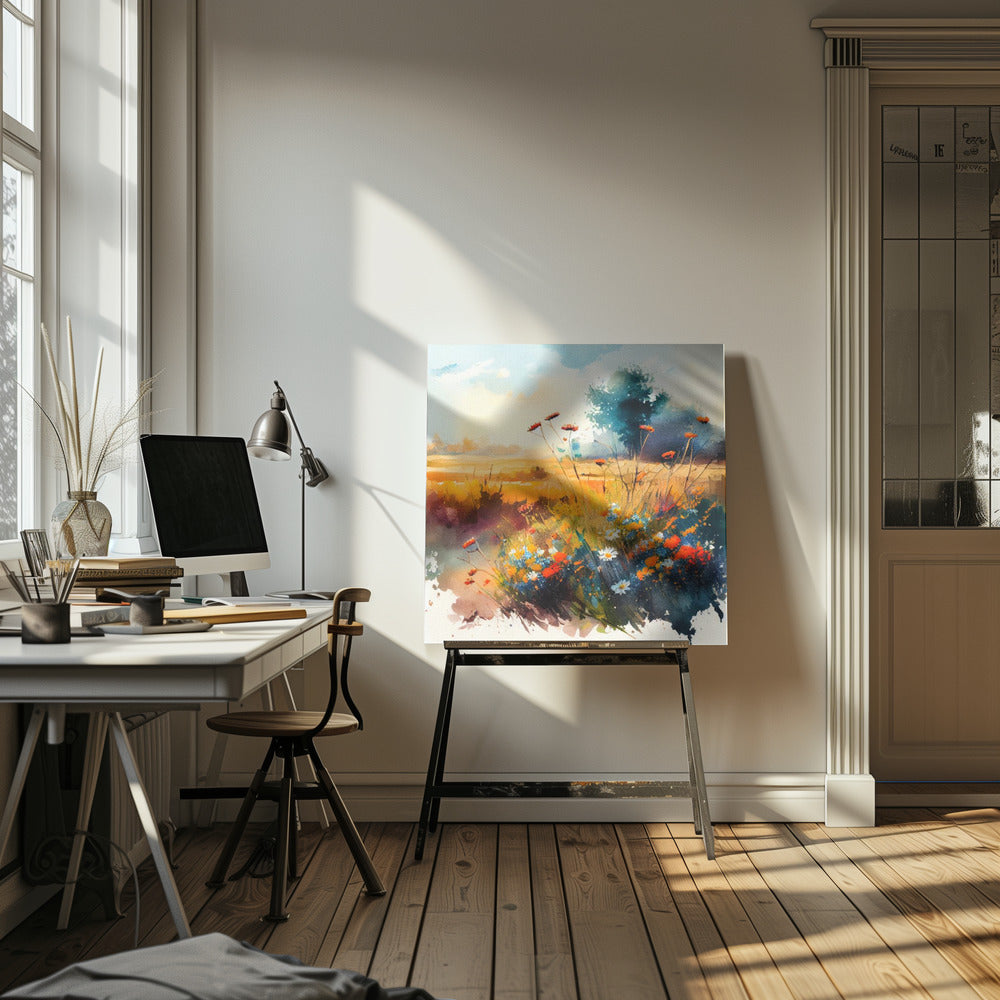 Meadow Nature Art (1) - Square Stretched Canvas, Poster or Fine Art Print I Heart Wall Art