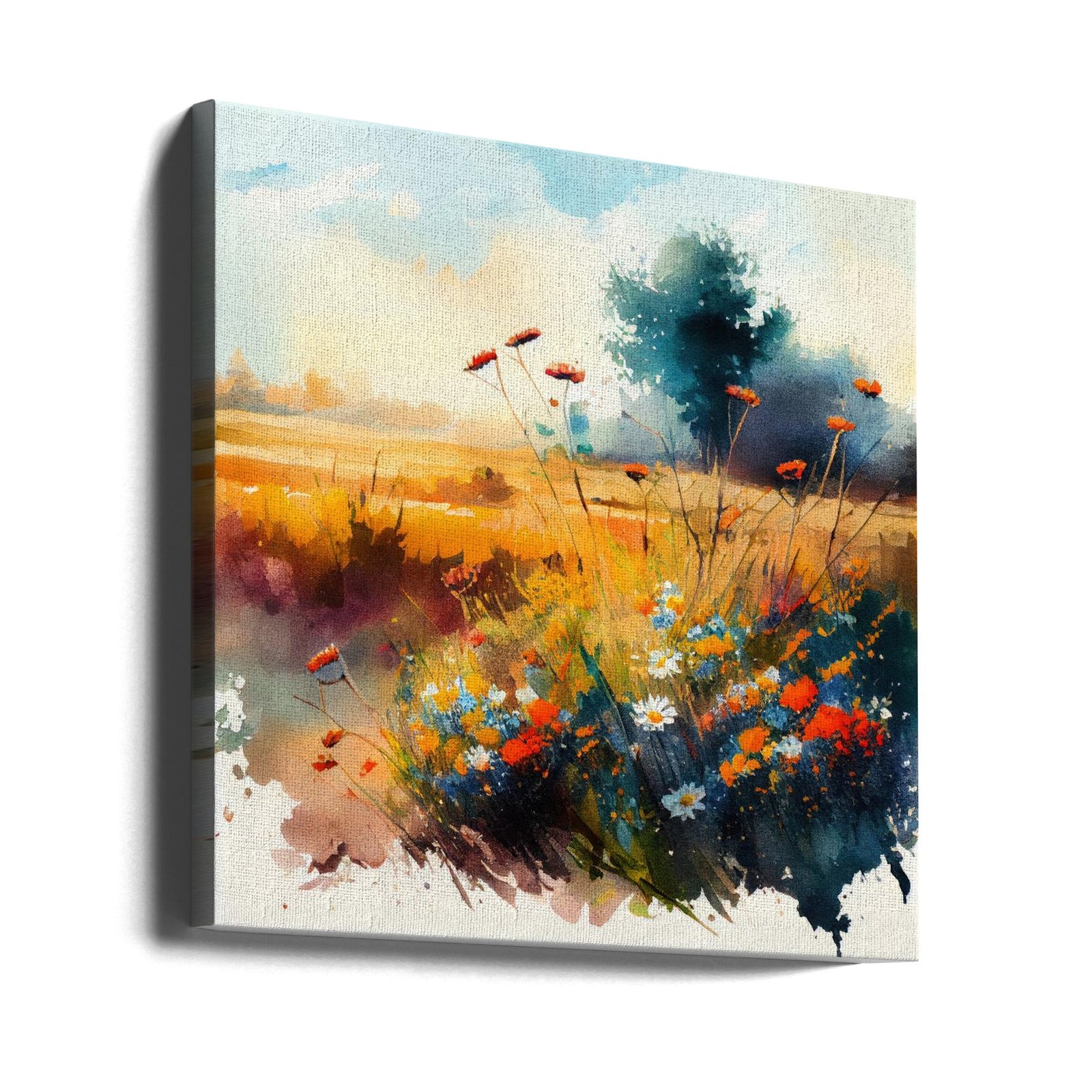 Meadow Nature Art (1) - Square Stretched Canvas, Poster or Fine Art Print I Heart Wall Art