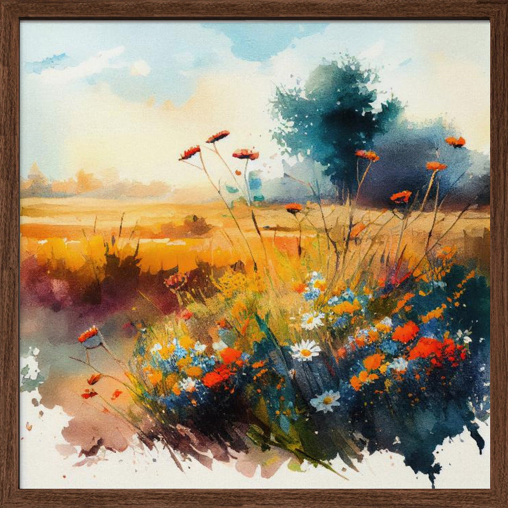 Meadow Nature Art (1) - Square Stretched Canvas, Poster or Fine Art Print I Heart Wall Art