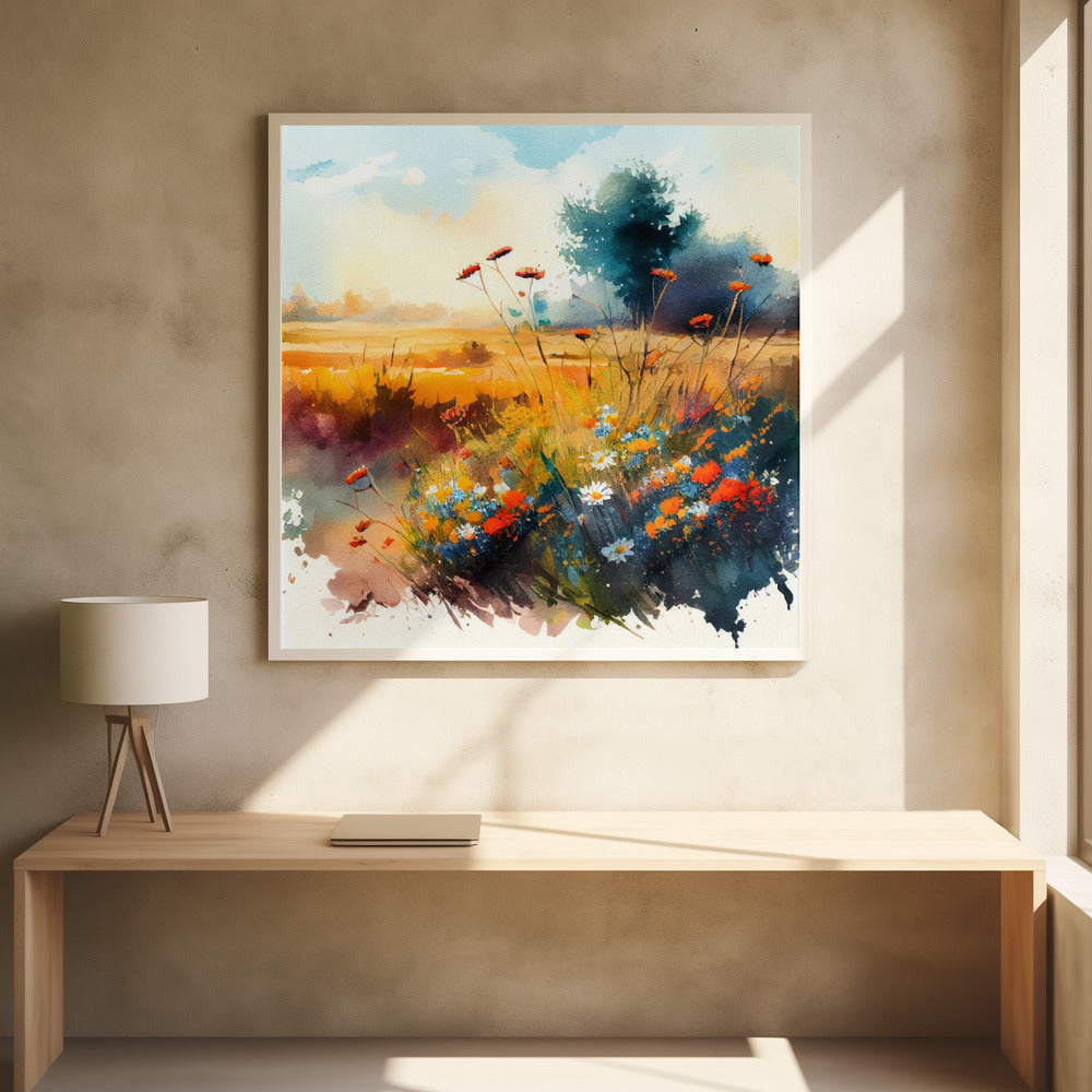 Meadow Nature Art (1) - Square Stretched Canvas, Poster or Fine Art Print I Heart Wall Art