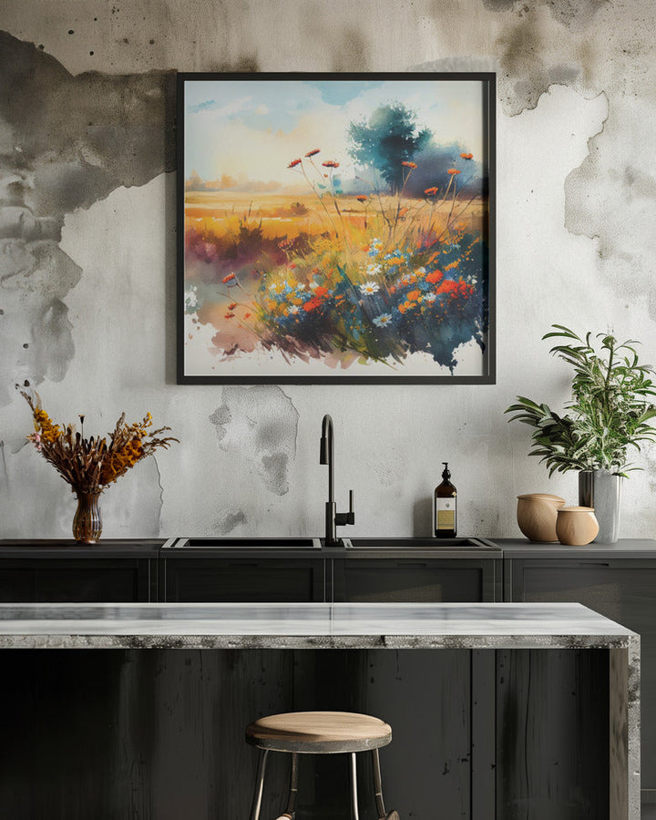 Meadow Nature Art (1) - Square Stretched Canvas, Poster or Fine Art Print I Heart Wall Art