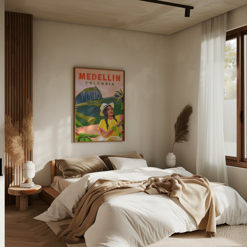 Medellin Colombia Travel Poster - Stretched Canvas, Poster or Fine Art Print I Heart Wall Art