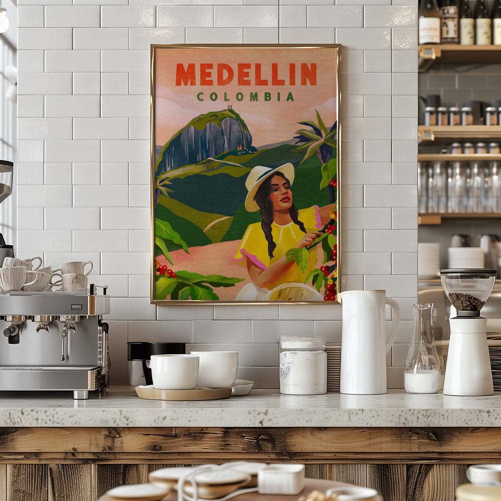 Medellin Colombia Travel Poster - Stretched Canvas, Poster or Fine Art Print I Heart Wall Art