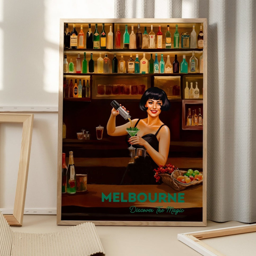Melbourne, Discover The Magic: Bars - Vintage Travel Print on Paper Or Canvas - I Heart Wall Art - Poster Print, Canvas Print or Framed Art Print