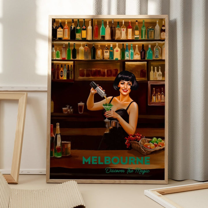 Melbourne, Discover The Magic: Bars - Vintage Travel Print on Paper Or Canvas - I Heart Wall Art - Poster Print, Canvas Print or Framed Art Print
