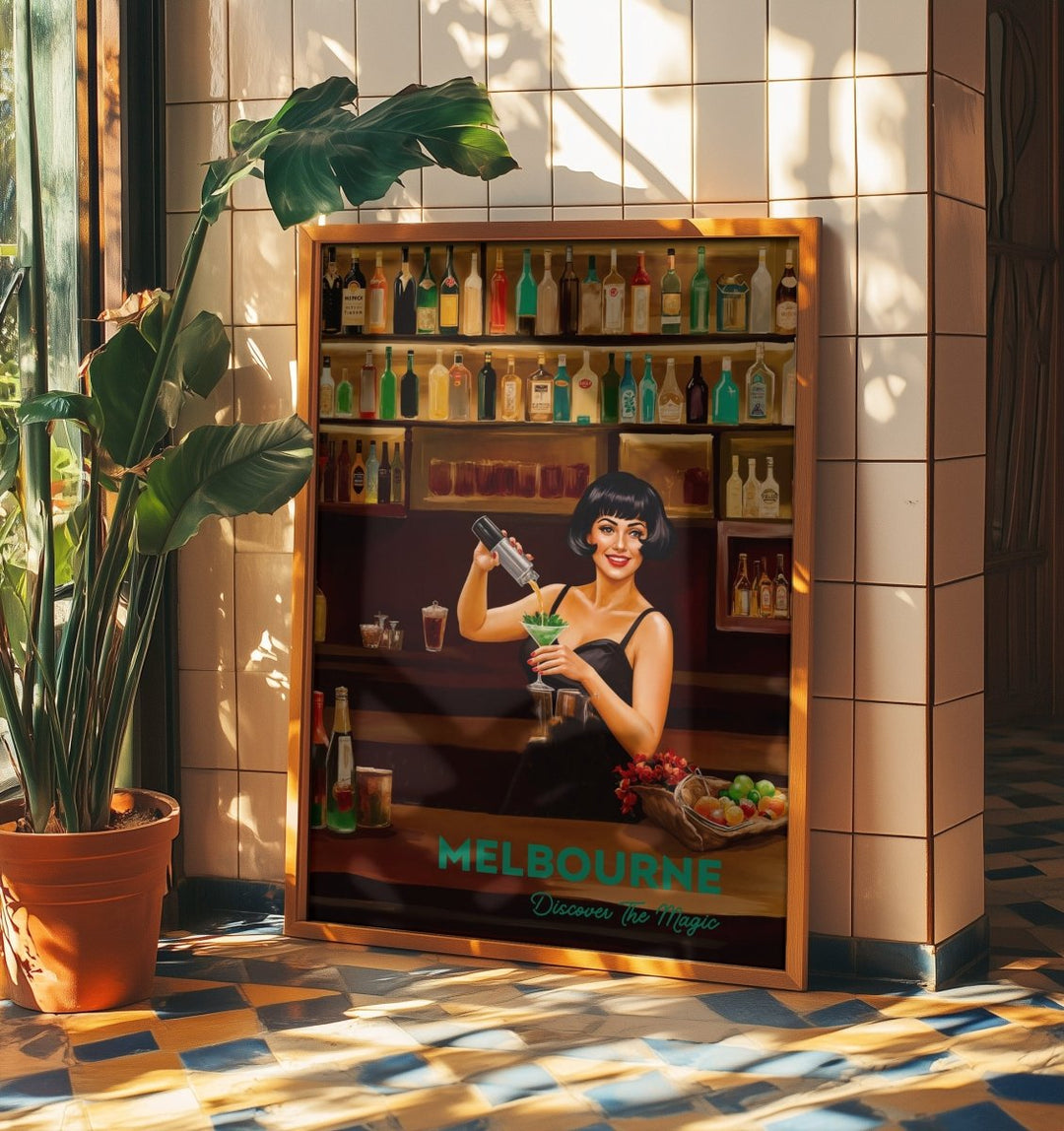 Melbourne, Discover The Magic: Bars - Vintage Travel Print on Paper Or Canvas - I Heart Wall Art - Poster Print, Canvas Print or Framed Art Print