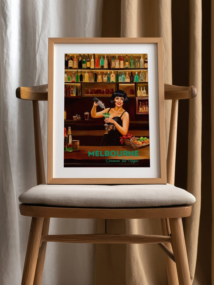 Melbourne, Discover The Magic: Bars - Vintage Travel Print on Paper Or Canvas - I Heart Wall Art - Poster Print, Canvas Print or Framed Art Print
