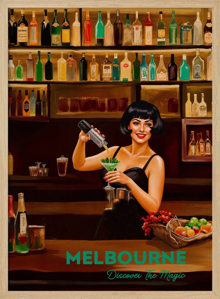 Melbourne, Discover The Magic: Bars - Vintage Travel Print on Paper Or Canvas - I Heart Wall Art - Poster Print, Canvas Print or Framed Art Print
