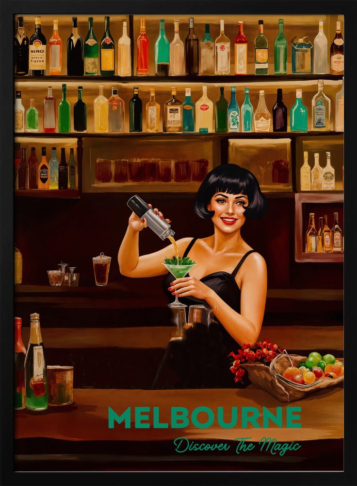 Melbourne, Discover The Magic: Bars - Vintage Travel Print on Paper Or Canvas - I Heart Wall Art - Poster Print, Canvas Print or Framed Art Print
