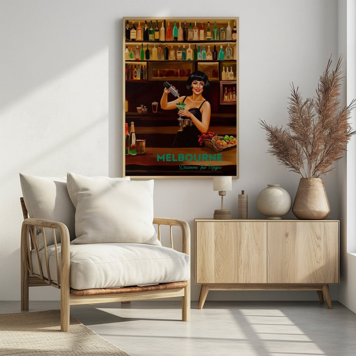 Melbourne, Discover The Magic: Bars - Vintage Travel Print on Paper Or Canvas - I Heart Wall Art - Poster Print, Canvas Print or Framed Art Print