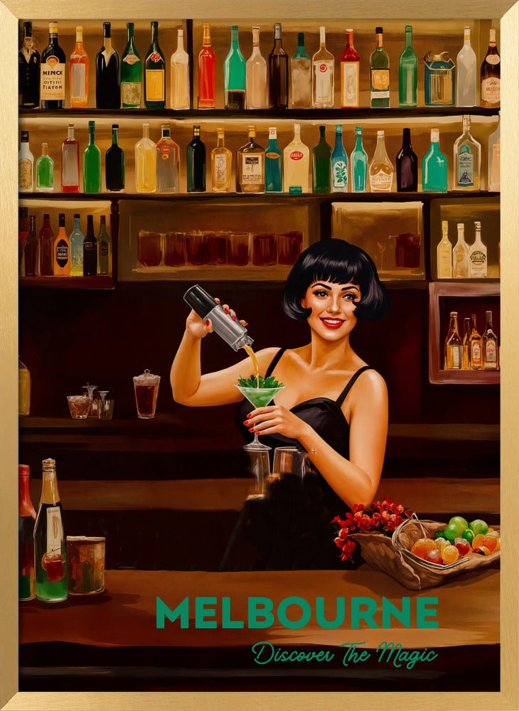Melbourne, Discover The Magic: Bars - Vintage Travel Print on Paper Or Canvas - I Heart Wall Art - Poster Print, Canvas Print or Framed Art Print