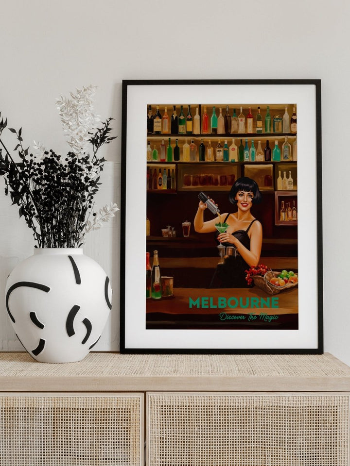 Melbourne, Discover The Magic: Bars - Vintage Travel Print on Paper Or Canvas - I Heart Wall Art - Poster Print, Canvas Print or Framed Art Print