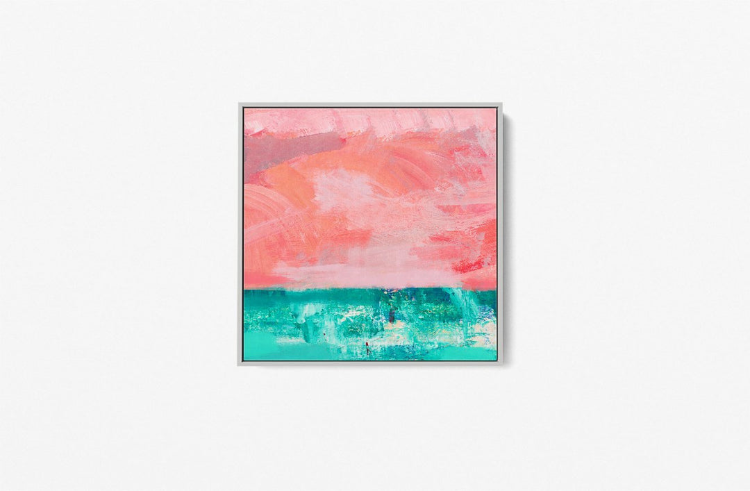 Memories Of You - Abstract Beach Pink Turquoise Blue Canvas Wall Art Print s I Heart Wall Art Australia 