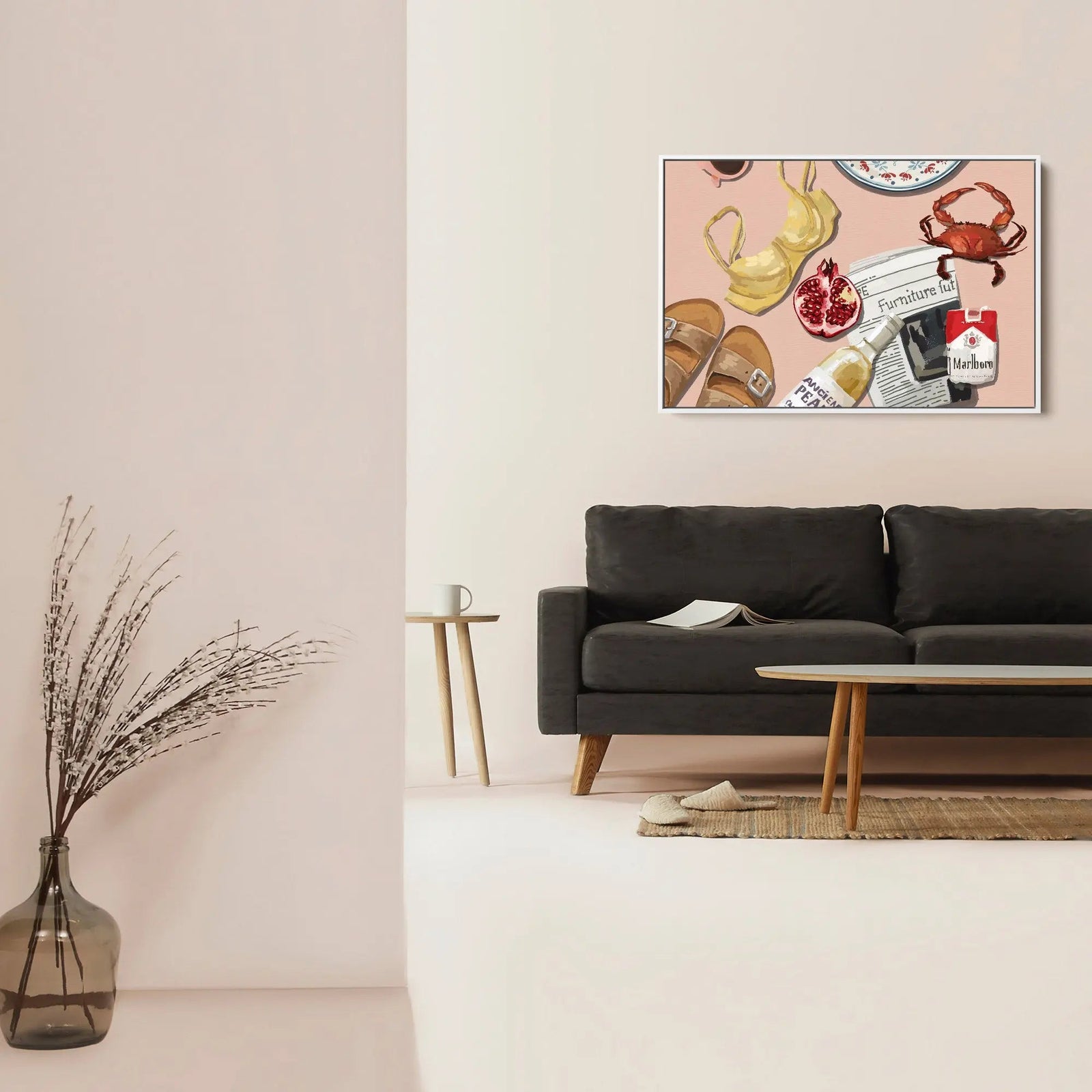 Mess on the Beach - Contemporary Still Art Featuring Seafood and Beer- Stretched Canvas Print or Framed Fine Art Print - Artwork I Heart Wall Art Australia 