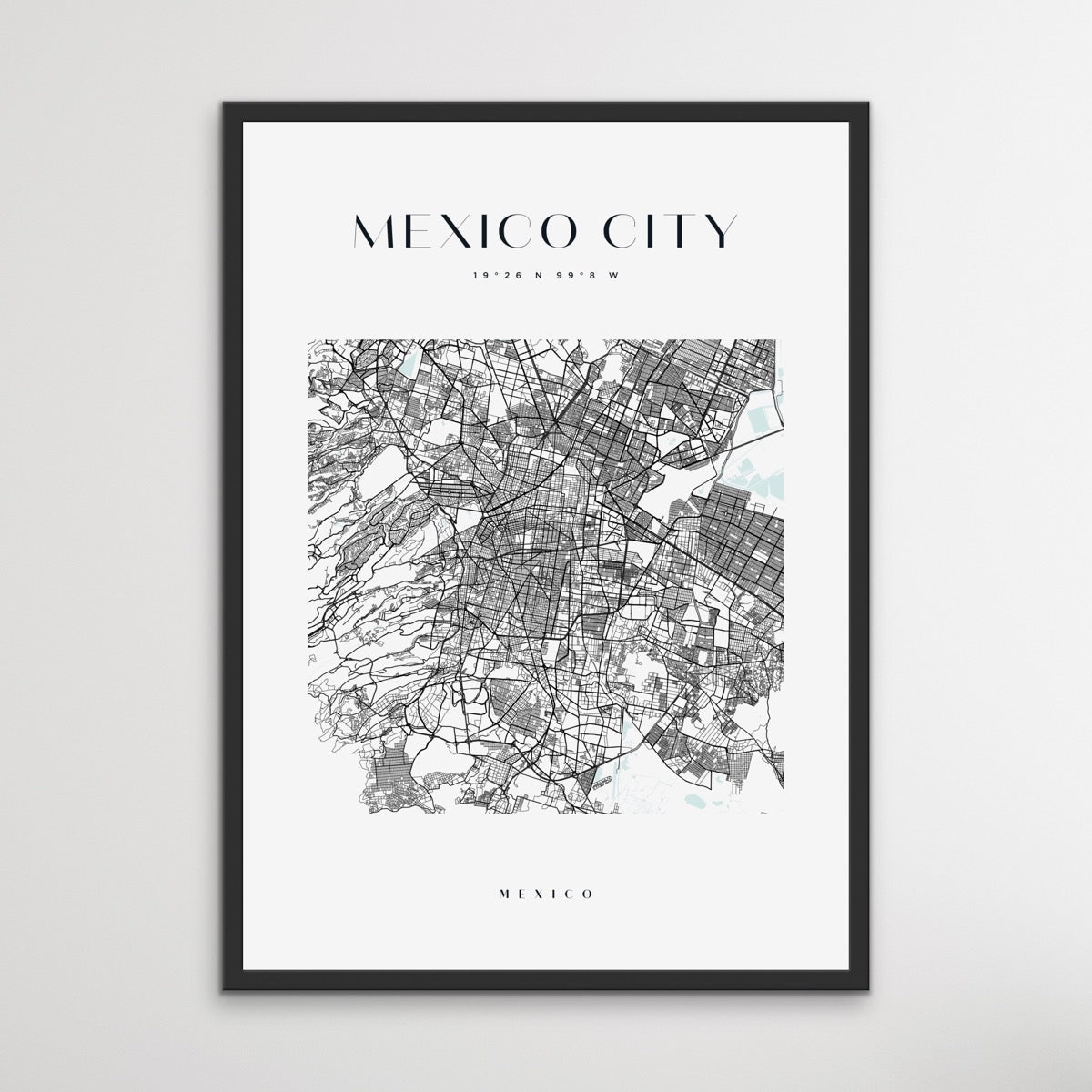 Mexico City Map - Square City Map Stretched Canvas or Wall Art Print - I Heart Wall Art - Poster Print, Canvas Print or Framed Art Print