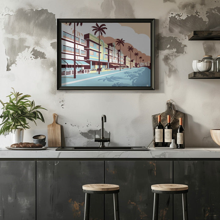 Miami Oceandrive - Stretched Canvas, Poster or Fine Art Print I Heart Wall Art