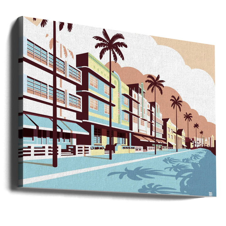 Miami Oceandrive - Stretched Canvas, Poster or Fine Art Print I Heart Wall Art