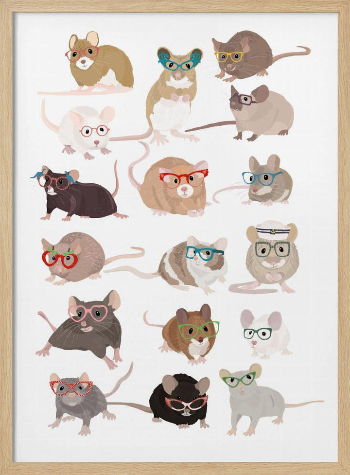 Mice In Glasses - Stretched Canvas, Poster or Fine Art Print I Heart Wall Art