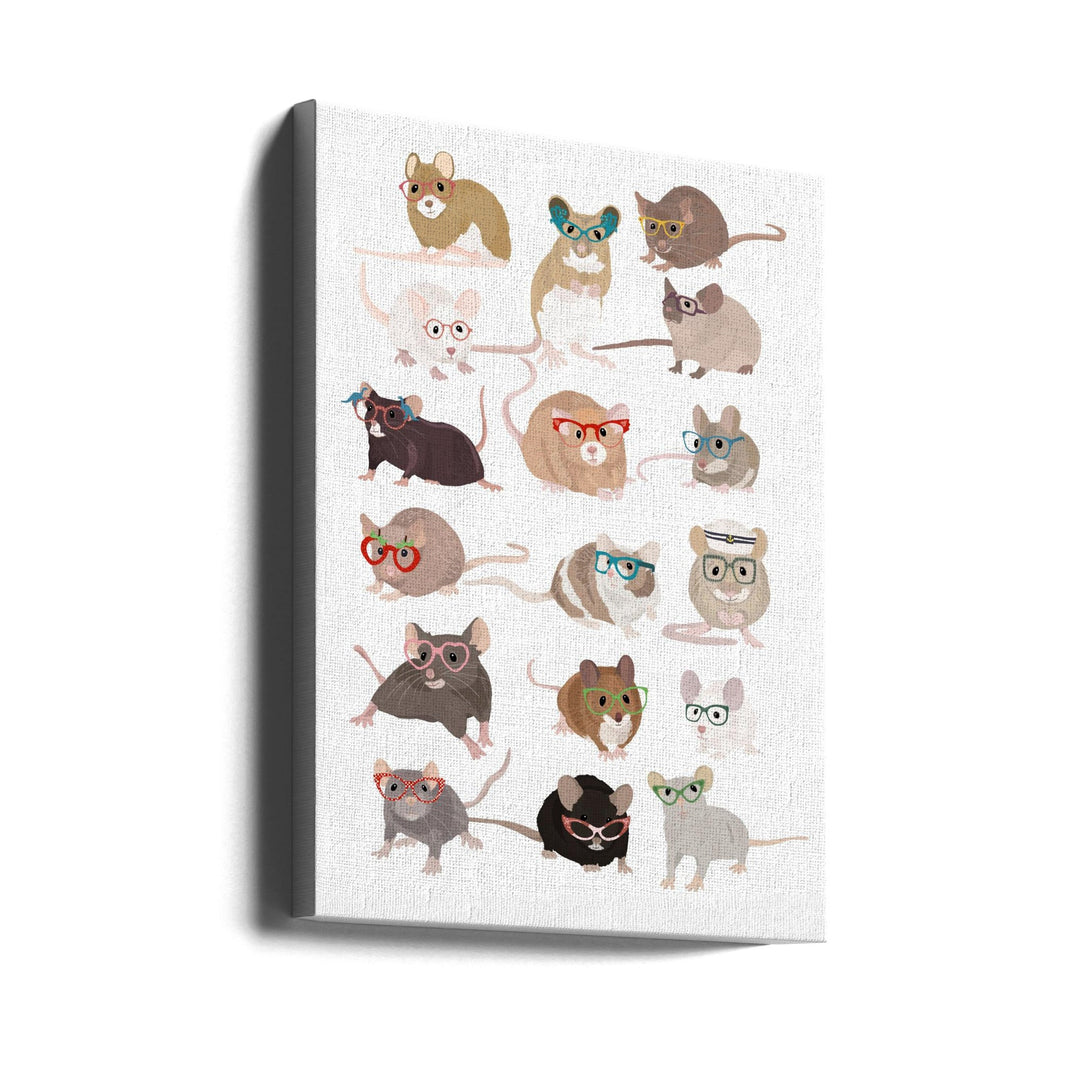 Mice In Glasses - Stretched Canvas, Poster or Fine Art Print I Heart Wall Art