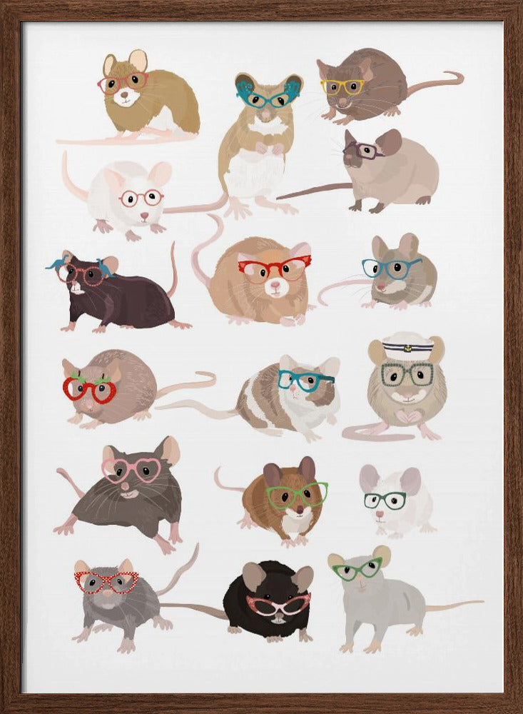 Mice In Glasses - Stretched Canvas, Poster or Fine Art Print I Heart Wall Art