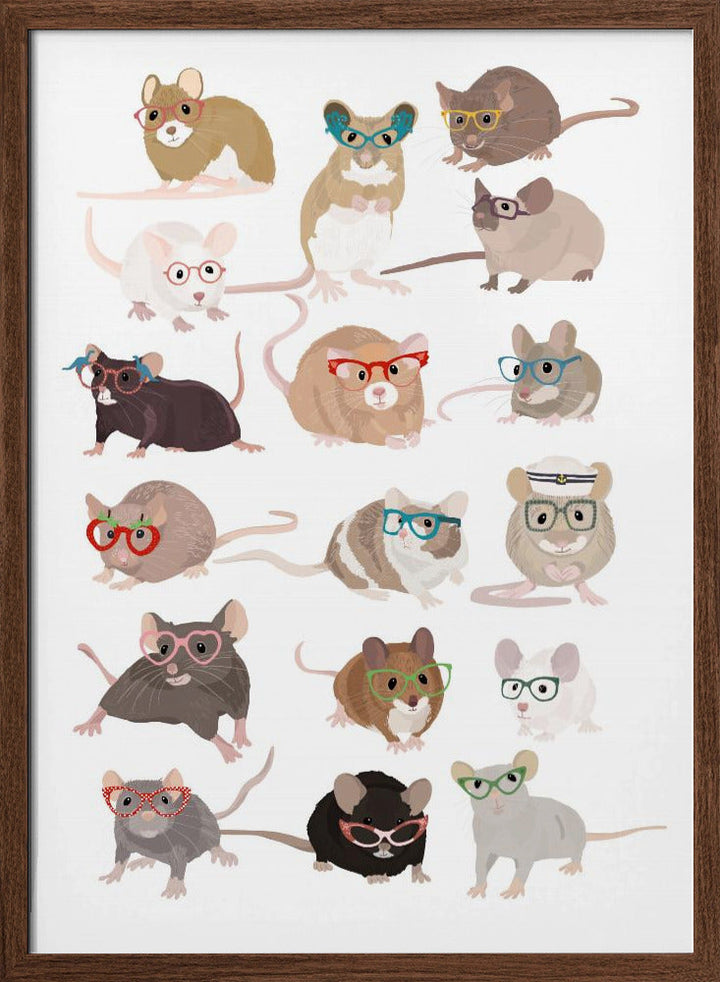 Mice In Glasses - Stretched Canvas, Poster or Fine Art Print I Heart Wall Art