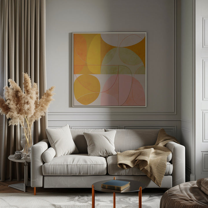 Mid Century Curry Yellow Blush Spring2 - Square Stretched Canvas, Poster or Fine Art Print I Heart Wall Art