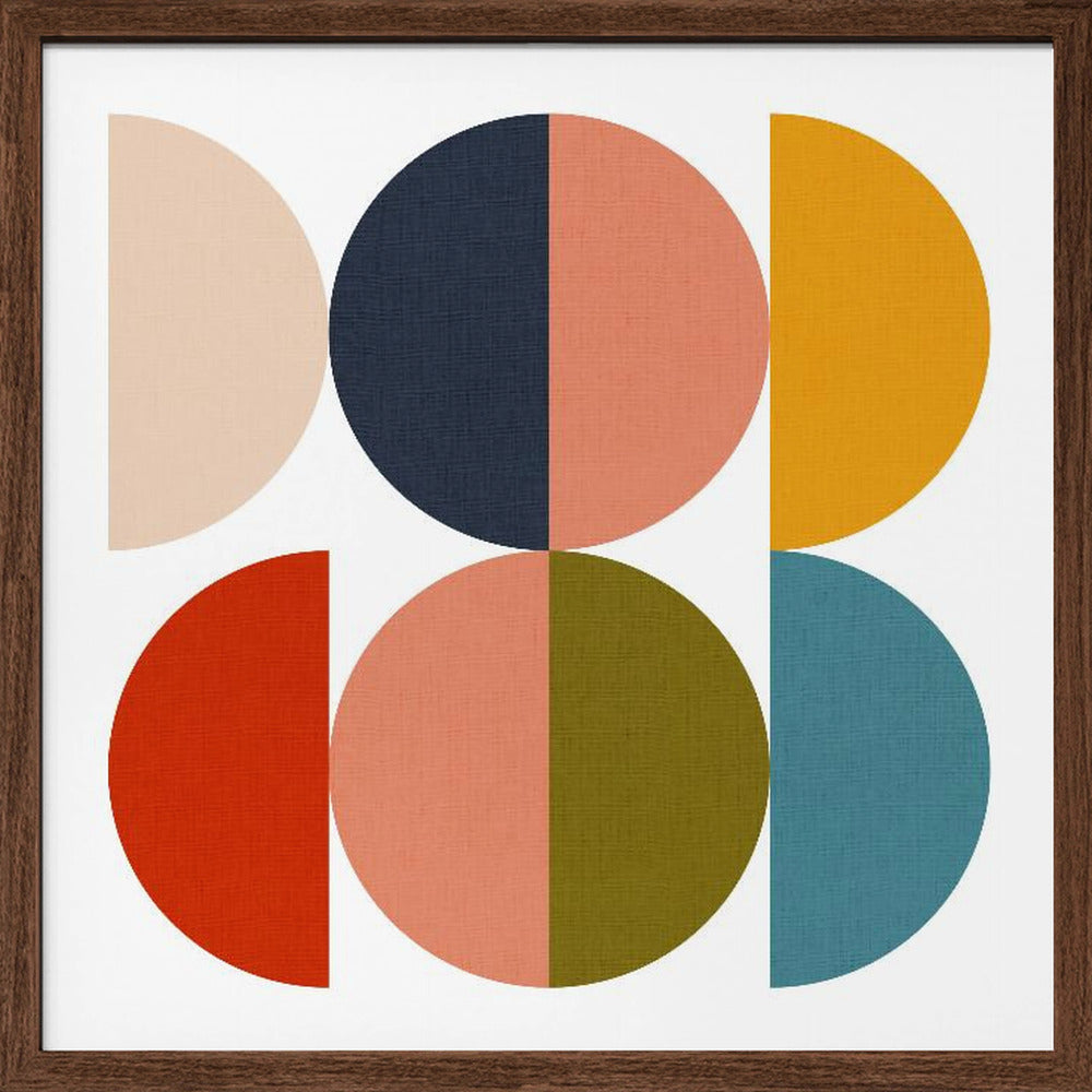 Mid Century Geometric Color Play 1 - Square Stretched Canvas, Poster or Fine Art Print I Heart Wall Art