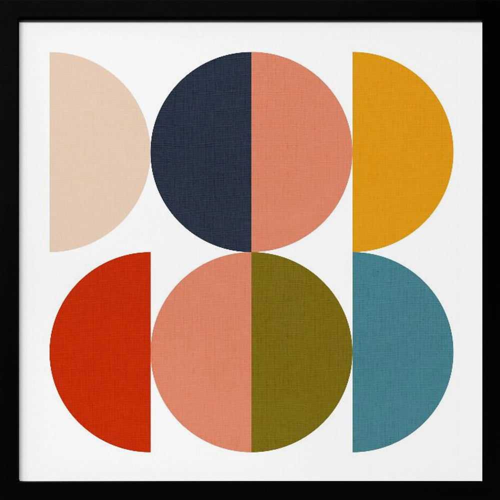 Mid Century Geometric Color Play 1 - Square Stretched Canvas, Poster or Fine Art Print I Heart Wall Art