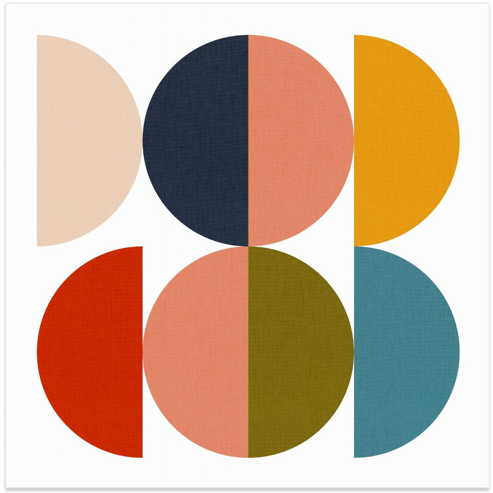 Mid Century Geometric Color Play 1 - Square Stretched Canvas, Poster or Fine Art Print I Heart Wall Art