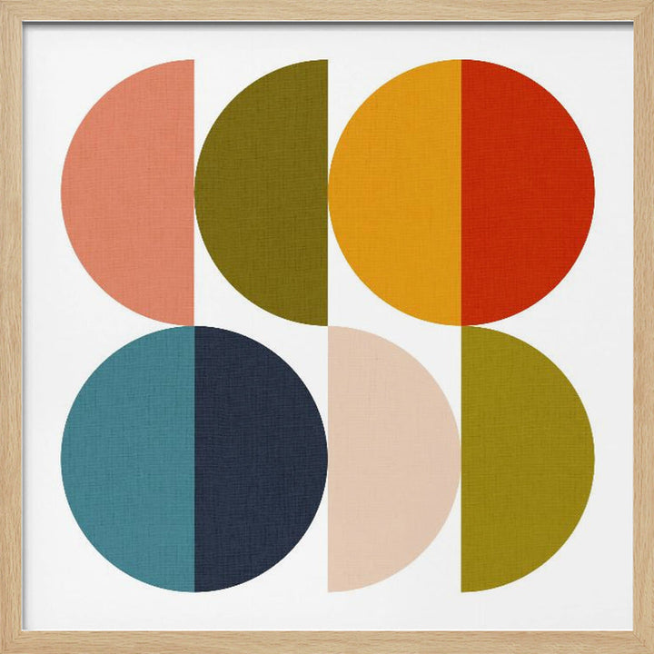 Mid Century Geometric Color Play 2 - Square Stretched Canvas, Poster or Fine Art Print I Heart Wall Art