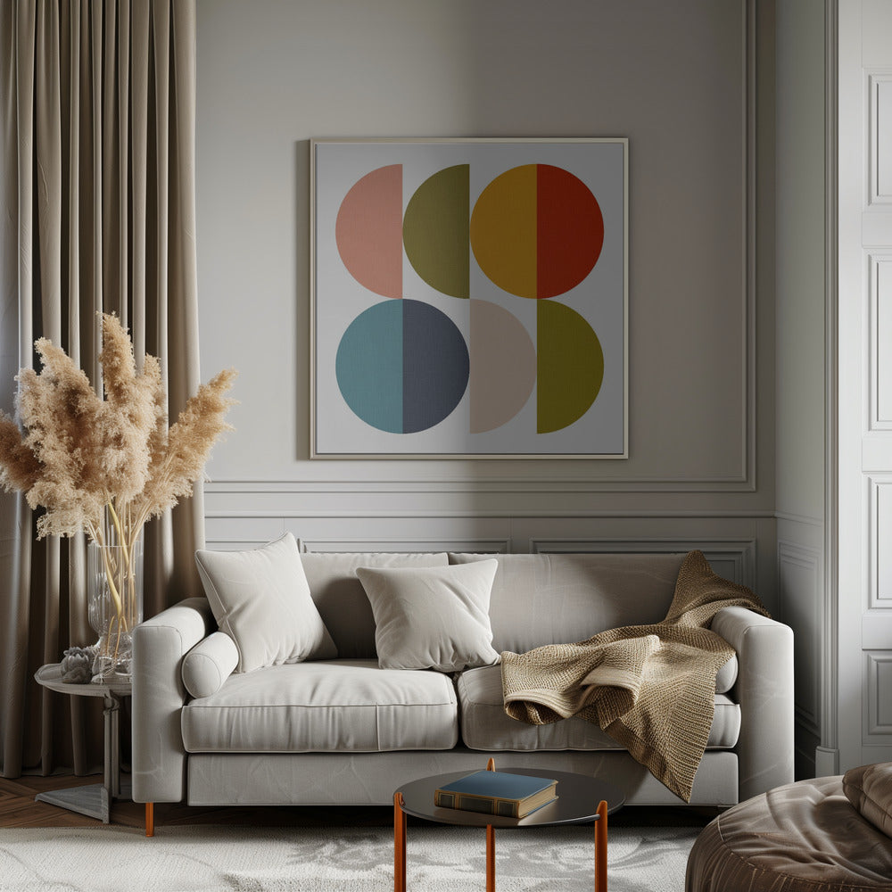 Mid Century Geometric Color Play 2 - Square Stretched Canvas, Poster or Fine Art Print I Heart Wall Art