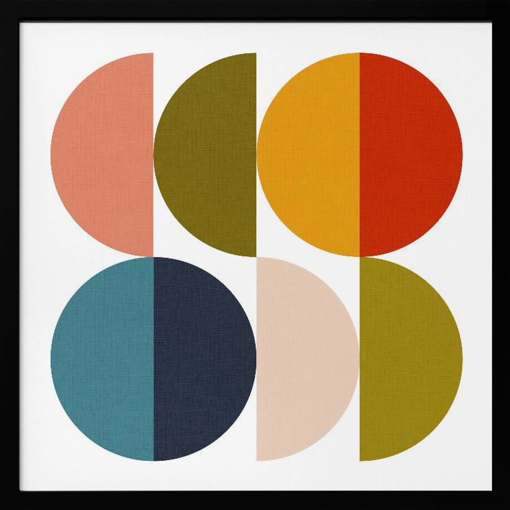 Mid Century Geometric Color Play 2 - Square Stretched Canvas, Poster or Fine Art Print I Heart Wall Art